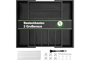 SAMISO Portaposate da Cassetto,Vassoio portaposate espandibile per cassetti,con divisoree spazzola per la pulizia,Larghezza 32-52 * 41 * 5,Vassoio da Posate Cucinaper Cucchiai,Forchette e Coltelli