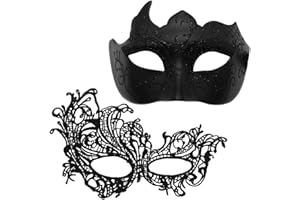 YskerrigToy Máscara Veneciana Parejas, 2PCS Halloween Máscara de Mascarada Máscaras de Ojos de Encaje Máscaras de Mardi Gras Máscarass de Baile para Mujer y Hombre Fiesta Accesorios para Mascarada