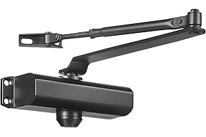 VEVOR Door Closer, Automatic Door Closer Commercial or Residential Use for Door Weights 85 kg, Adjustable Size Hydraulic Buffer Door Closers Heavy Duty Cast Aluminum Body, Easy Install, Black