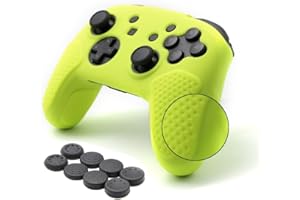 CHIN FAI is geschikt voor Nintendo Switch PRO-controller beschermhoes, antislip siliconen beschermhoes, met 8 duimstokgrepen (citroengeel)