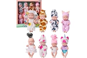 Fiotha Bambole Reborn, Bambole Reborn in Silicone, Bambole per Bambina, 8 Persone Animal Babies-Mini bambolotti,Kids Collezione di Bambole Design Mini Regalo per ragazze e ragazzi Age 18 mesi a 5 anni