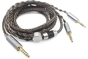 Youkamoo 4.4mm Cable Compatible for Hifiman HE4XX, HE-400i Headphones 8 Core Braided Silver Plated Replacement Audio Upgrade Cable (4.4mm to Dual 3.5mm Male Version)