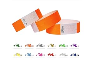 QUBIBAND Braccialetti identificativi in Tyvek da 19 mm, 1000 pezzi, per eventi (Neon Orange, 1000 Pack)