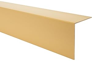 QUEST Cornière PVC Rigide Autoadhésive – Baguette d’Angle de Protection en PVC Dur pour Mur et Rebord – Profilé de Coin – 25x25mm, 150cm, doré