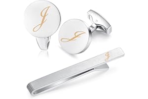 HONEY BEAR Carta Inicial Alfabeto Gemelos & Clip Pasador de Corbata Pisacorbatas para la Camisa de los Hombres Regalo de Boda del Negocio Plata