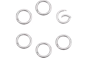BlueXP 6 Pezzi Moschettoni con Apertura a Molla Diametro Interno 35mm O Ring a Molla con Chiusura a Scatto Portachiavi per Portafogli Borsa a Tracolla Artigianato Fai Da Te-Argento
