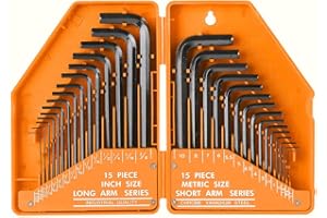 OkeanosHaven 30pc Allen Key Set Imperial & Metric Hex Allen Wrench Folding Key Set with Case Short & Long Arm - Allen Wrench Set Inch/Metric MM(0.7mm-10mm) SAE(0.028"-3/8)