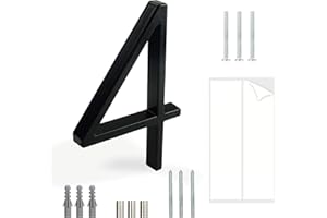 HASWARE Número De Casa Flotante: 5 Pulgadas (12cm) Números De Puertas Modernos - SeñAlizacióN Para La Oficina De Correos De La Calle (4, Negro)