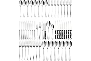 Xespis Cuberterias Completas 12 Personas, 72 Piezas Cubiertos Acero Inoxidable, con Cuchillo Tenedor Cuchara, Muy Pulidos y Aptos para Lavavajillas, para Casa,Fiesta,Restaurante