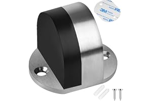 MOXYOY Floor Door Stopper, Stainless Steel Adhesive Door Stop Floor Mounted with Screws and Self-Adhesive Pads for Home & Office