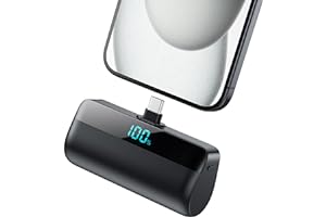 Feob Mini Power Bank para iPhone 16/15 Serie, 5200mAh USB C Cargador Portátil Ultra Compacto Batería Externa Powerbank con Pantalla Digital Compatible con iPhone 16/15 Samsung iPad Pro/Air etc - Negro
