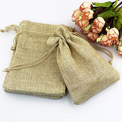 Preisvergleich Produktbild SMHILY 50 Teile / Paket Festival Weihnachtsfeier Hochzeit Gefälligkeiten Hessischen Sackleinen Jute Geschenk Taschen 3 Größen Bunte Kordelzug Wohnkultur