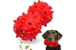 Autoau Hundespielzeug Kauspielzeug für Hunde, Robuster Naturkautschuk, Füllbar mit Leckerlis, Unzerstörbar für Normale Kauer, Zahnpflege, Futterball Kleine Mittelgroße Große Hunde, Rot