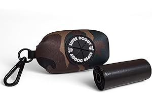 SUPER DOGGY Distributeur de Sac à Caca Pour Chien - Porte-sac Crottes avec des Motifs Amusants - Sacs de Ramasse Dejection pour Chiens - Comprend des Sachet pour Canines (Сamouflage)