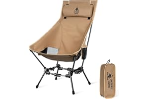 OneTigris Camping Chair with Detachable Cushion, 150 kg Capacity, Compact Portable Folding Chair for Camping, Hiking, Travel, Beach, Festivals, Backpacking