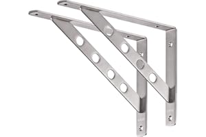 YUMORE Soportes para Estantes Pesados 300x200 mm,Escuadras para Estanterias Acero Inox Soportes Estantes Triangulares Bisagras Mesa Flotante de Pared DIY Soportes,con Tornillos,Carga Máx 180Kg, 2Pcs