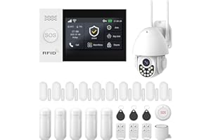 LWOHSI Système d'alarme de sécurité Domestique avec caméra, écran Tactile 4,3 Pouces, sans Fil, Compatible avec Alexa et Google pour la Maison et Les Appartements