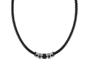 SHIEAGLELD Collier Homme Cuir, Collier Pendentif pour Hommes, Cordon Collier Homme, Collier Tressé en Cuir, Cordon pour Pendentif Homme, Collier en Cuir Noir avec Fermoir Acier Inoxydable