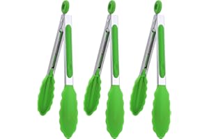 MSY BIGSUNNY - Set di 3 Mini Pinze da Cucina da Portata in Silicone, Verde, 17,8 cm
