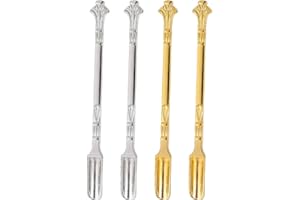 ibasenice Spatule de Laboratoire en Métal Micro Scoop Réactif D'échantillonnage Cuillère de Laboratoire Spatules pour Laboratoire 4 Pièces (Or Argent)