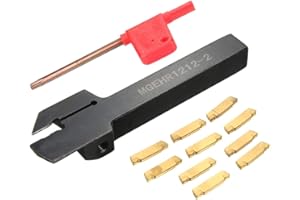 KATSU TOOLS KATSU Portautensili da Taglio Tornitura per Troncatura per Tornio con Inserti Indicizzabili con 10 Inserti MGEHR1212-2 e MGMN200 Inserti 111102
