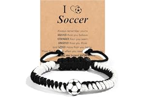 ARHZ Bracciale Intrecciato di Calcio Bianco e Nero - Regalo di Pasqua per Bambini 5-12 Anni