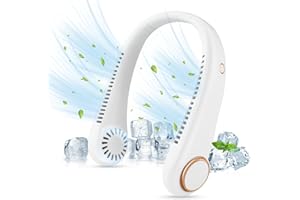 CNMTCCO Portable Neck Fan - Bladeless Free Mini Fan with 360° Airflow, USB Rechargeable Wearable Cooling Fan for Sports, Indoor and Outdoor Use (White)
