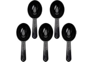 Cabilock 5 Stück Dosierlöffel Messlöffel Milchpulver Baking Soda Dosierlöffel Backpulver Kunststoff Messlöffel Dosierlöffel Maßlöffel für Tee und Milchpulver Flüssiggewürz Küchenutensilien Schwarz