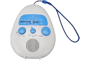 DPOFIRS Radio de Ducha Portátil Am/FM, Colgante Impermeable Con Volumen Ajustable, Para Baño, Cocina y Exterior - Funciona Con Pilas