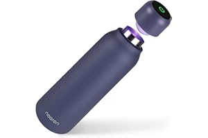 Noaton Naturaq 600 ml, Blau, selbstreinigende isolierte UV-C Trinkflasche, zerstört 99,99% der Bakterien, umweltfreundlich, Edelstahl, gummierter Boden, Thermosflasche, für Heimgebrauch und Camping