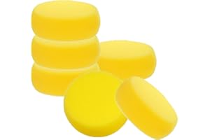 MENNYBACK 6 Pcs 2.5x7.5cm Round Painting Sponges, Yellow Artist Sponge Craft Set, Face Paint Sponges & Face-Paint Brushes Perfect for Face Painting, Art Project Paint SpongeBrushes for Art Supplies