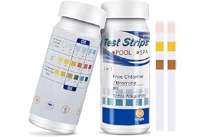 COUDUAN 100 Pcs Hot Tub Test Strips 3 in 1, Pool Clearwater Test Strips for ph Chlorine Ketone Bromine Tests Strip, Swimming Pools Clear Wate Dip & Lazy Spa Total Alkalinity Accurate Testing Accessories Kit