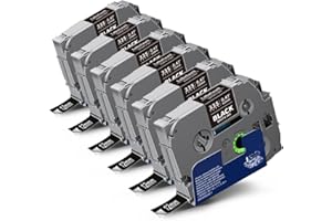 Labelwell Taśma etykietowa kompatybilna z TZe-335 12 mm 0,47 biała na czarnym tle do TZe335 TZ-335 Taśma TZ do drukarek Brother P-touch PT-H100LB PTH107B PTH105 PTH110 E100 PT-D210 PT-D600, 6 sztuk