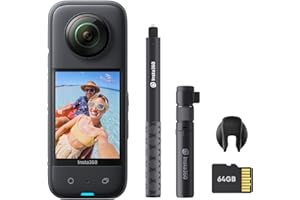 Insta360 X3 Kit Bullet Time - Caméra d'action 360 Degrés Étanche avec Capteur 1/2", Photos 360 5,7K 72MP, Stabilisation, Montages IA, Commande vocale