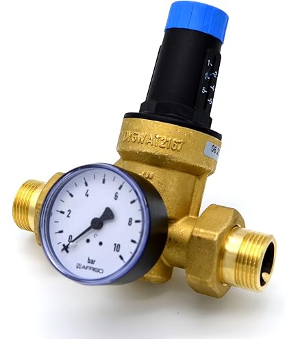 Druckminderer Ventil Reduzierventil Einstellbares Messing Wasserdruckventil mit Manometer für
