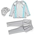 IMEKIS Girls Modest Muslim Swimwear UPF 50+ UV Islamic Hijab Swimsuit Long Sleeve Top Shirt with Short Pants Swim Cap 3pcs Bathing Suit Beachwear