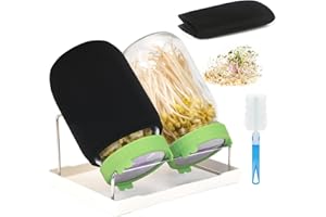 Toowood Sprossenglas Set 2er-Pack 1000ml Glasflaschen - Belüftetes Deckeldesign, mühelose Zucht von Bio-Keimen/Weizenkraut, unverzichtbar für die Küchen-Gärtnerei (2, Grün)