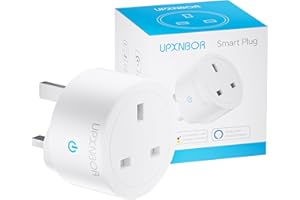UPXNBOR Smart Plug WiFi Outlet, Works with Amazon Alexa, Google Home, Wireless Smart Socket with Energy Monitoring, Timer & APP Remote Control, 2.4GHz Wi-Fi Only, 13A (1 Pack)