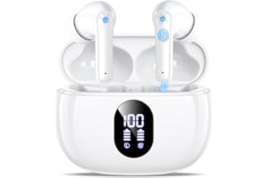 ZZU Wireless Earbuds, Bluetooth Ear Buds with Big Bass Stereo Sound, 48 Hours Playtime, Lightweight in-Ear Fit Earphones, IPX7, Hands-Free Calls with AI for iPhone, Android, Pad, Sports, Workout