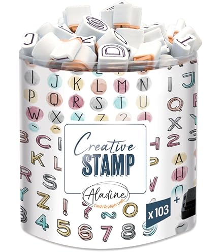 Aladine Stampo Textile – Kit 44 Tampons Alphabet Et Chiffres – Encreur Inclus – Fixation Fer À Repasser