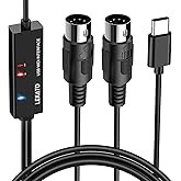 LEKATO MIDI Cable,Type-C Port, Adapter Interface 6.5Ft MIDI In-Out Converter Keyboard to PC/Mac/Laptop for Piano Instruments