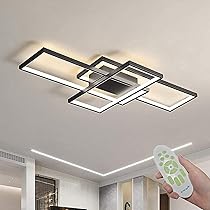 Moderne led-hanglampen, eettafel, hanglamp, dimbaar, met afstandsbediening, eetkamer, hanglamp, in hoogte verstelbaar, kroonluchter voor kantoor in de woonkamer (zwart, 120 cm