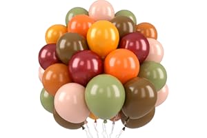 PAREADY Sage Green Brown Balloons, Fall Balloons Orange Brown Yellow Balloons Burgundy balloons for Thanksgiving Wild Woodland Theme Party Birthday Baby Shower Wedding Bridal Shower Anniversary Decorations