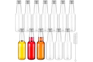 DAGORD 12 Stk Kleine Kunststoff Flaschen zum Befüllen 100ml Plastik Likörflaschen zum Befüllen Wiederverwendbar Leere Kleine Schnapsflaschen mit Deckel für Hochzeiten,Party