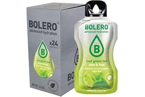 Bolero THÉ VERT GLACÉ MENTHE & CITRON VERT 24x3g | Poudre pour boisson sans sucre, édulcorée à la stévia + vitamine C | convient aux enfants, aux sportifs et aux diabétiques