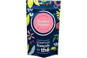 ABSOLUGREEN Rooibos Saveur Violette – Comptoir Français du Thé – Infusion Florale Douce et Naturelle en Vrac 80g – Boisson Sans Théine, Notes Délicates de Fleurs de Violette, Idéale pour un Moment de Détente