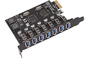 Geieold USB 3.0 PCI-E Expansion Card Adapter 7 Ports Hub Adapter External Controller PCI-E Extender PCI Express Card for Desktop