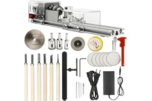 Prakti Mini tornio fai da te per la lavorazione del legno, fresatrice per levigatura, perline per lucidatura, set di utensili rotanti, spina europea