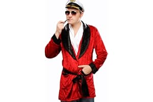STRUTS Adult Mens Hugh Hefner Style Red Velvet Playboy Fancy Dress Smoking Jacket