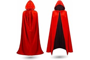 peleryna wampira z kapturem, przebranie Halloween dla dzieci i dorosłych, dwustronna